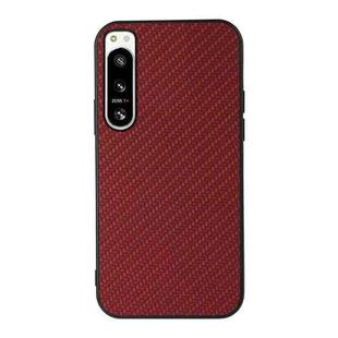 For Sony Xperia 5 IV Accurate Hole Carbon Fiber Texture PU Phone Case(Red)