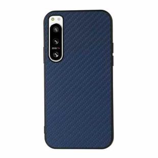 For Sony Xperia 5 IV Accurate Hole Carbon Fiber Texture PU Phone Case(Blue)