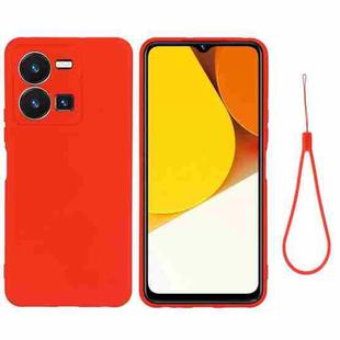 For vivo Y35 4G Solid Color Liquid Silicone Shockproof Full Coverage Phone Case(Red)