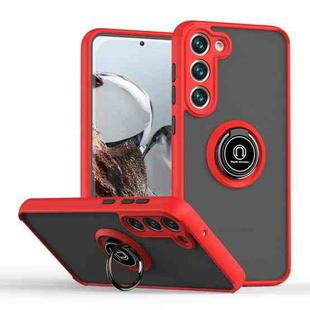 For Samsung Galaxy S23 5G Q Shadow I Ring Kickstand PC and TPU Hybrid Phone Case(Red)