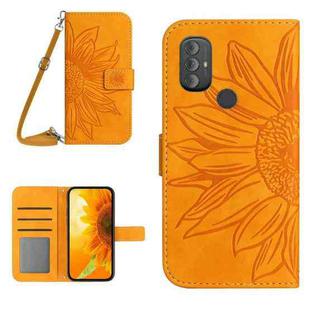 For Motorola Moto G Power 2022 Skin Feel Sun Flower Pattern Flip Leather Phone Case with Lanyard(Yellow)