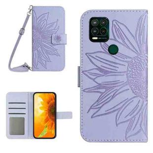 For Motorola Moto G Stylus 5G Skin Feel Sun Flower Pattern Flip Leather Phone Case with Lanyard(Purple)