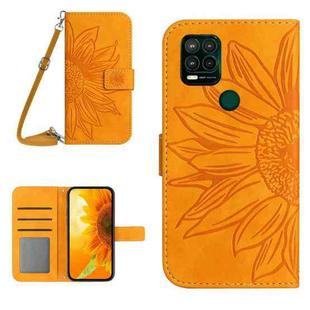 For Motorola Moto G Stylus 5G Skin Feel Sun Flower Pattern Flip Leather Phone Case with Lanyard(Yellow)
