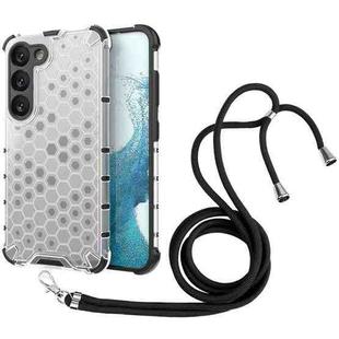 For Samsung Galaxy S23 5G Lanyard Honeycomb Phone Case(White)