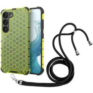 For Samsung Galaxy S23 5G Lanyard Honeycomb Phone Case(Green)