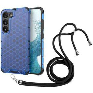 For Samsung Galaxy S23 5G Lanyard Honeycomb Phone Case(Blue)