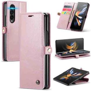 For Samsung Galaxy Z Fold4 CaseMe 003 Crazy Horse Texture Leather Phone Case(Rose Gold)