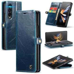 For Samsung Galaxy Z Fold4 CaseMe 003 Crazy Horse Texture Leather Phone Case(Blue)