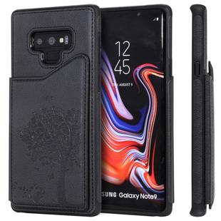For Galaxy Note 9 Cat Tree Embossing Pattern Shockproof Protective Case with Card Slots & Photo Frame & Holder(Black)