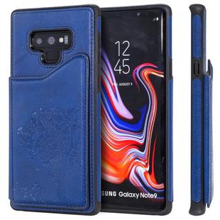 For Galaxy Note 9 Cat Tree Embossing Pattern Shockproof Protective Case with Card Slots & Photo Frame & Holder(Blue)