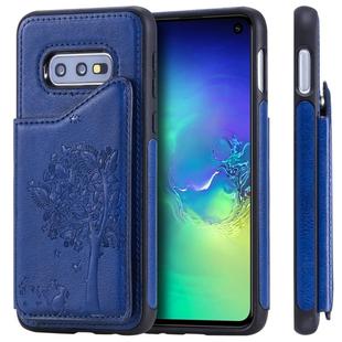 For Galaxy S10e Cat Tree Embossing Pattern Shockproof Protective Case with Card Slots & Photo Frame & Holder(Blue)