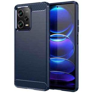 For Xiaomi Redmi Note 12 Pro 5G China Brushed Texture Carbon Fiber TPU Case(Blue)