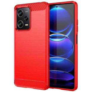 For Xiaomi Redmi Note 12 Pro 5G China Brushed Texture Carbon Fiber TPU Case(Red)