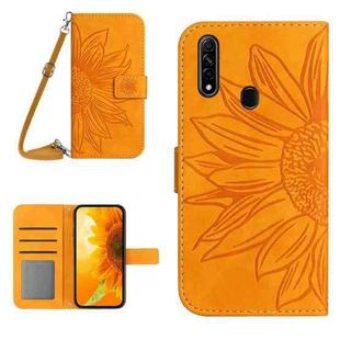 For OPPO A8/A31 Skin Feel Sun Flower Pattern Flip Leather Phone Case with Lanyard(Yellow)