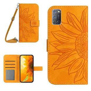 For OPPO A52/A72/A92 Skin Feel Sun Flower Pattern Flip Leather Phone Case with Lanyard(Yellow)