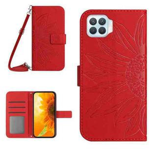 For OPPO A73 4G Skin Feel Sun Flower Pattern Flip Leather Phone Case with Lanyard(Red)