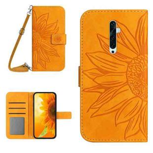 For OPPO Reno2 Z/Reno2 F Skin Feel Sun Flower Pattern Flip Leather Phone Case with Lanyard(Yellow)