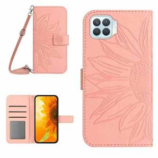For OPPO Reno4 Lite/A93 4G Skin Feel Sun Flower Pattern Flip Leather Phone Case with Lanyard(Pink)