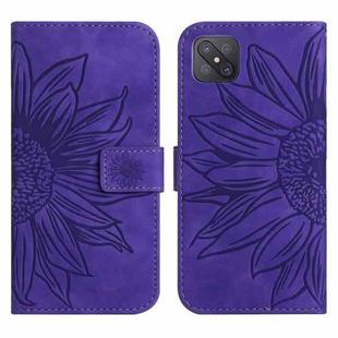 For OPPO Reno4 Z 5G/A92S Skin Feel Sun Flower Pattern Flip Leather Phone Case with Lanyard(Dark Purple)
