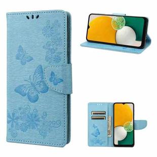 For Samsung Galaxy A14 5G Butterfly Embossed Horizontal Flip Leather Phone Case(Blue)
