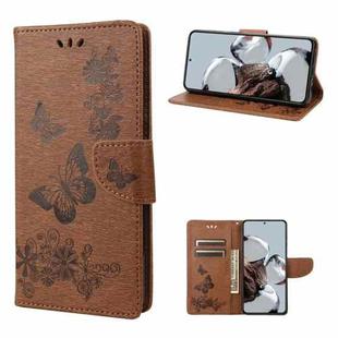 For Xiaomi 12T / 12T Pro / Redmi K50 Ultra Butterfly Embossed Horizontal Flip Leather Phone Case(Brown)