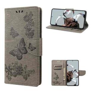 For Xiaomi 12T / 12T Pro / Redmi K50 Ultra Butterfly Embossed Horizontal Flip Leather Phone Case(Grey)