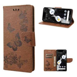 For Google Pixel 7 5G Butterfly Embossed Horizontal Flip Leather Phone Case(Brown)