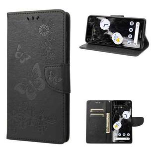 For Google Pixel 7 5G Butterfly Embossed Horizontal Flip Leather Phone Case(Black)