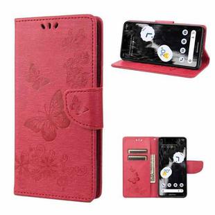 For Google Pixel 7 5G Butterfly Embossed Horizontal Flip Leather Phone Case(Red)