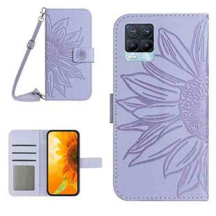 For Realme 8 4G/Realme 8 Pro Skin Feel Sun Flower Pattern Flip Leather Phone Case with Lanyard(Purple)