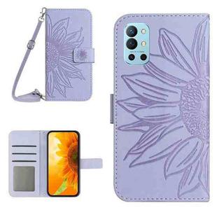 For OnePlus 10 Pro Skin Feel Sun Flower Pattern Flip Leather Phone Case with Lanyard(Purple)