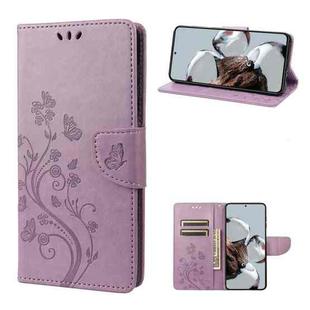 For Xiaomi 12T / 12T Pro / Redmi K50 Ultra Butterfly Flower Pattern Flip Leather Phone Case(Light Purple)