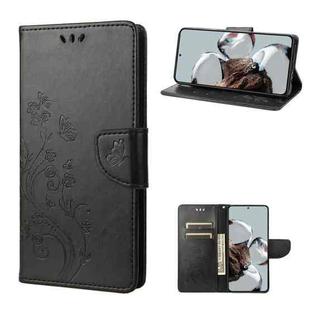 For Xiaomi 12T / 12T Pro / Redmi K50 Ultra Butterfly Flower Pattern Flip Leather Phone Case(Black)