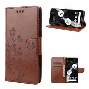 For Google Pixel 7 5G Butterfly Flower Pattern Flip Leather Phone Case(Brown)