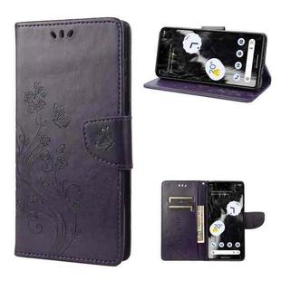 For Google Pixel 7 5G Butterfly Flower Pattern Flip Leather Phone Case(Dark Purple)