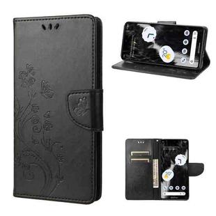 For Google Pixel 7 5G Butterfly Flower Pattern Flip Leather Phone Case(Black)
