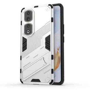 For Honor 90 Pro Punk Armor PC + TPU Phone Case with Holder(White)