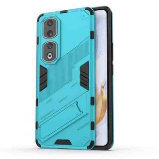 For Honor 90 Pro Punk Armor PC + TPU Phone Case with Holder(Blue)