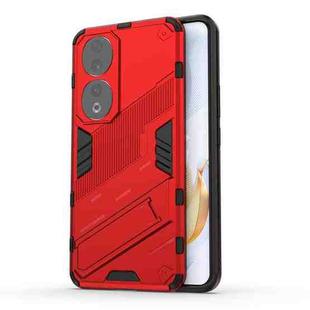 For Honor 90 Punk Armor PC + TPU Phone Case with Holder(Red)