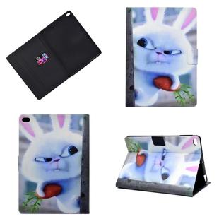 For iPad Air Horizontal Painted Flat Leather Case with Sleep Function & Pen Cover & Card Slot & Holder(White Rabbit)
