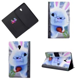 For Galaxy Tab A 10.5 T590 Horizontal Painted Flat Leather Case with Sleep Function & Pen Cover & Card Slot & Holder(White Rabbit)