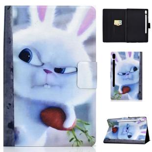For Galaxy Tab S6 T860 Horizontal Painted Flat Leather Case with Sleep Function & Pen Cover & Card Slot & Holder(White Rabbit)