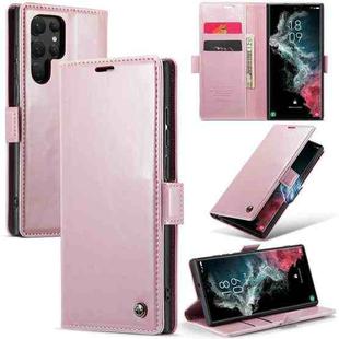 For Samsung Galaxy S22 Ultra 5G CaseMe 003 Crazy Horse Texture Leather Phone Case(Rose Gold)