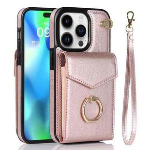 For iPhone 14 Pro Max Anti-theft RFID Card Slot Phone Case(Rose Gold)
