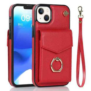 For iPhone 14 Plus Anti-theft RFID Card Slot Phone Case(Red)