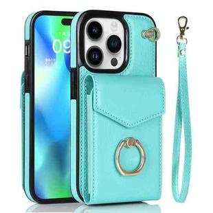 For iPhone 13 Pro Anti-theft RFID Card Slot Phone Case(Mint Green)