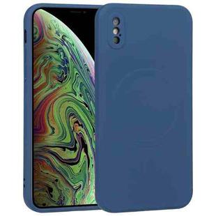 For iPhone X / XS Liquid Silicone Full Coverage Shockproof Magsafe Phone Case(Dark Blue)