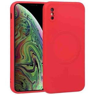 For iPhone X / XS Liquid Silicone Full Coverage Shockproof Magsafe Phone Case(Red)