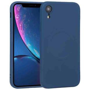 For iPhone XR Liquid Silicone Full Coverage Shockproof Magsafe Phone Case(Dark Blue)
