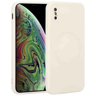 For iPhone XS Max Liquid Silicone Full Coverage Shockproof Magsafe Phone Case(White)